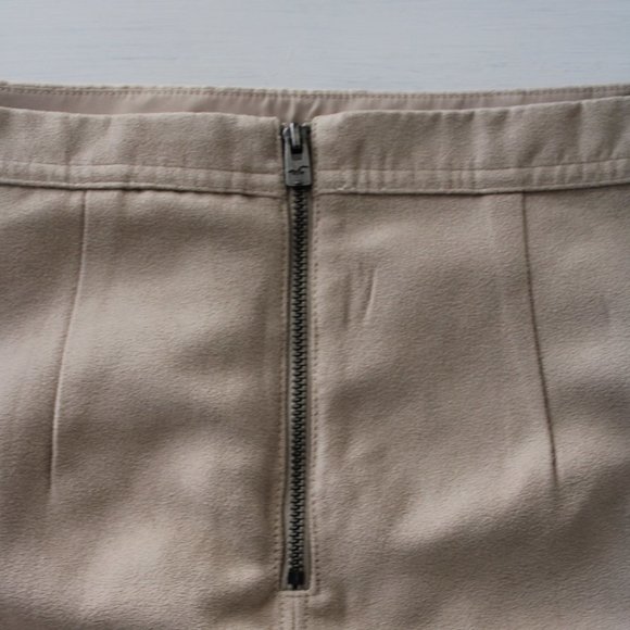 Tan Suede Mini Skirt with Laser Cut Lace Hem - Picture 6 of 7